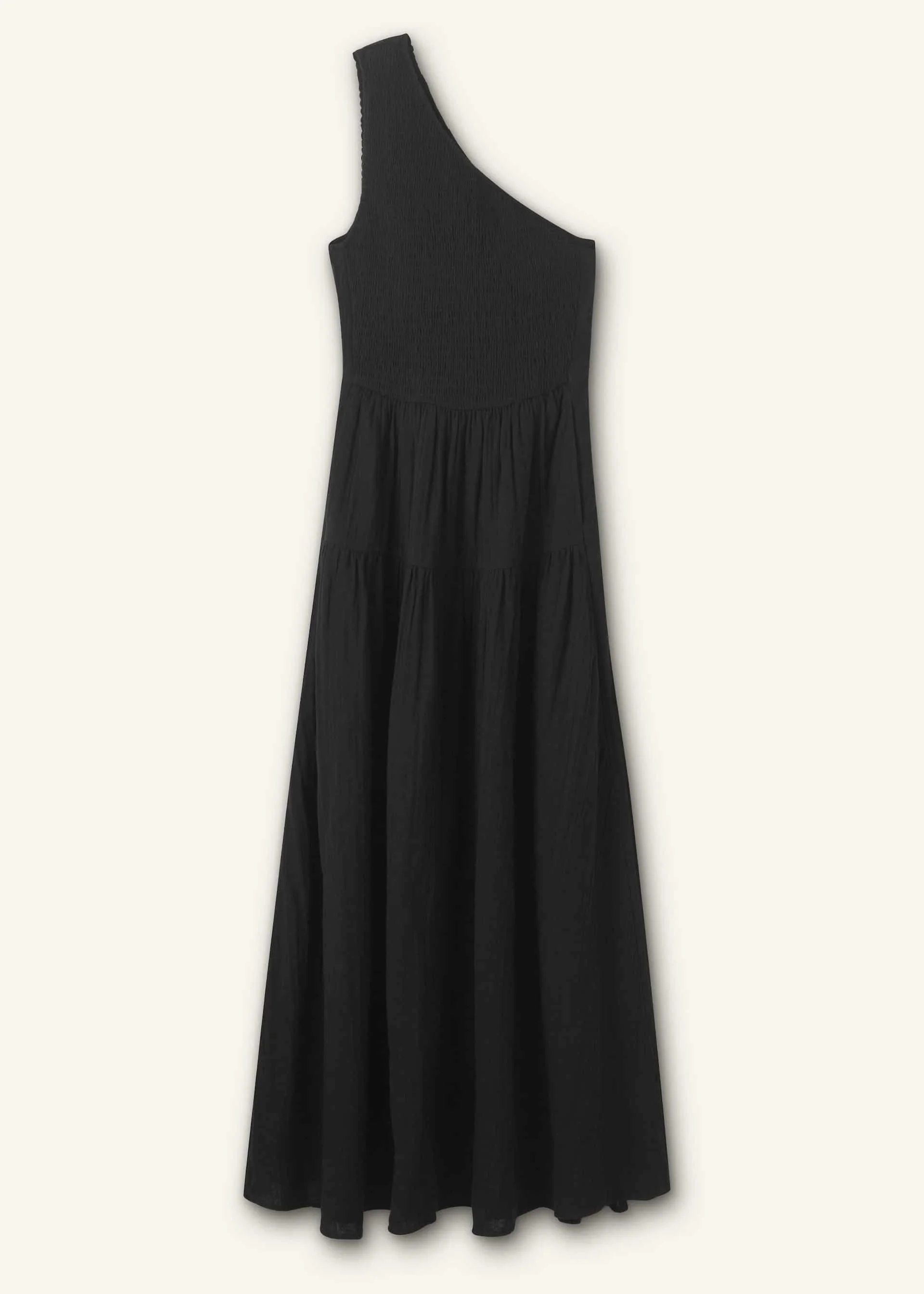 ☆23SS☆【INSTANTFUNK】☆One-shoulder shirred dres.s☆ ME and EM Cheesecloth Shirred One Shoulder Maxi Dress in